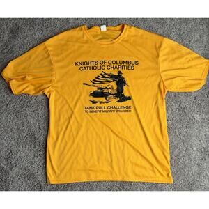 C2 Sport Yellow Knights of Columbus Graphic Men's T-Shirt XL Crew Neck Short Sl…
